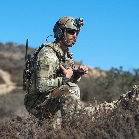 A warfighter connected to the battlefied of things using Viasat JADC2 capabilities